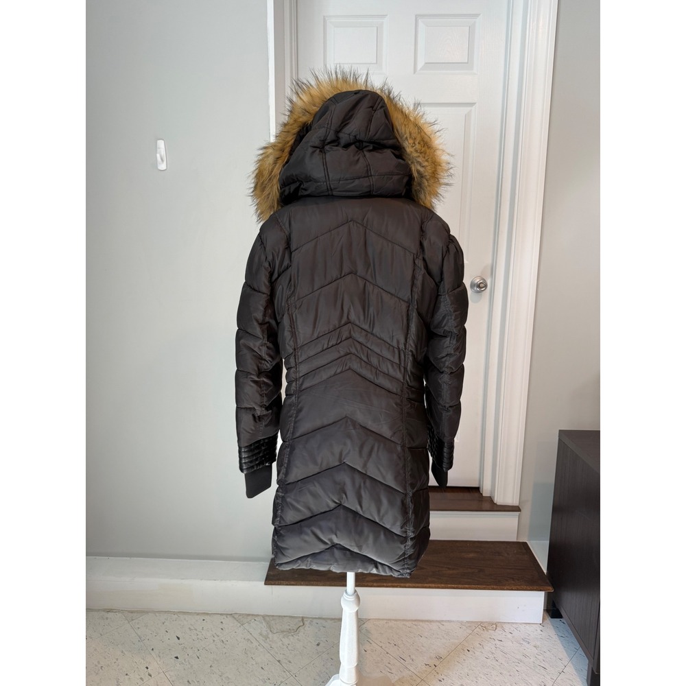 Celsius Womens Black Puffer Parka Faux Fur Hood Double Zip Jacket 1XL NEW nwt - Picture 4 of 15
